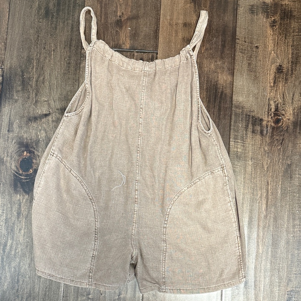 Free People Linen Blend Jumpsuit romper in brown Medium